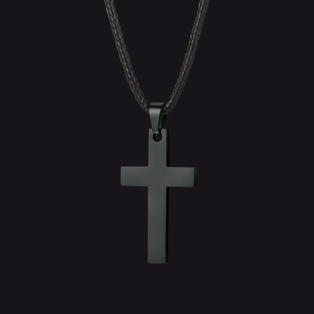 Simple Cross Braided Leather Necklace for Men Christian sold by FaithHeart product image thumbnail 3