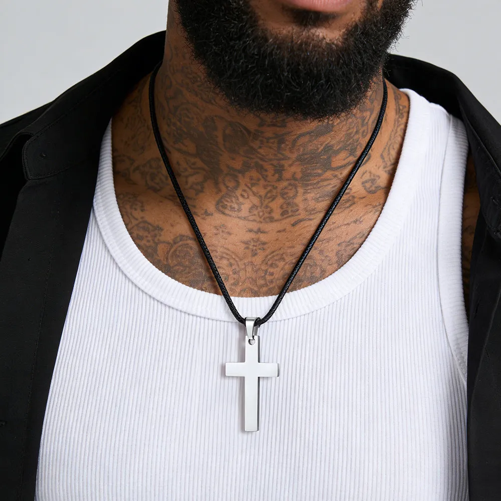 Simple Cross Braided Leather Necklace for Men Christian sold by FaithHeart product image thumbnail 2