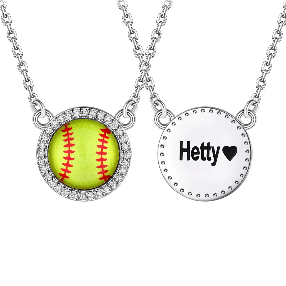 Custom CZ Sports Pendant Necklace with Name Tag for Women Fans Athlete sold by FaithHeart