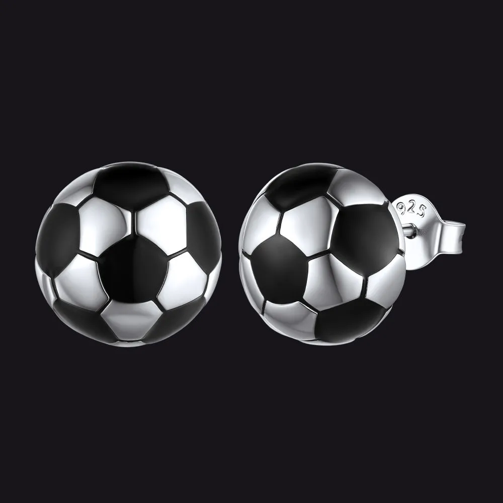 S925 Silver Sport 3D Soccer Ball Stud Earrings for Men Sport Fans sold by FaithHeart