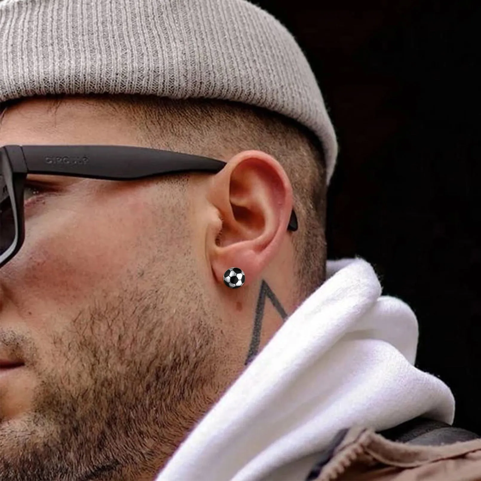 S925 Silver Sport 3D Soccer Ball Stud Earrings for Men Sport Fans sold by FaithHeart product image thumbnail 2