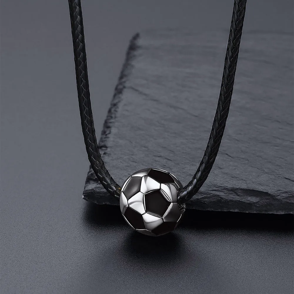 3D Soccer Sport Necklace with Braided Leather Necklace for Men Sports Fans sold by FaithHeart product image thumbnail 4