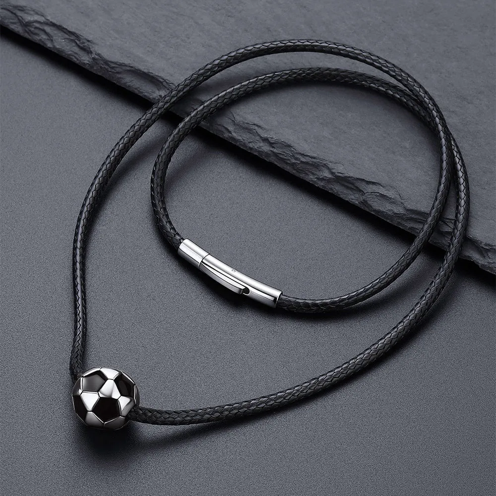 3D Soccer Sport Necklace with Braided Leather Necklace for Men Sports Fans sold by FaithHeart product image thumbnail 5