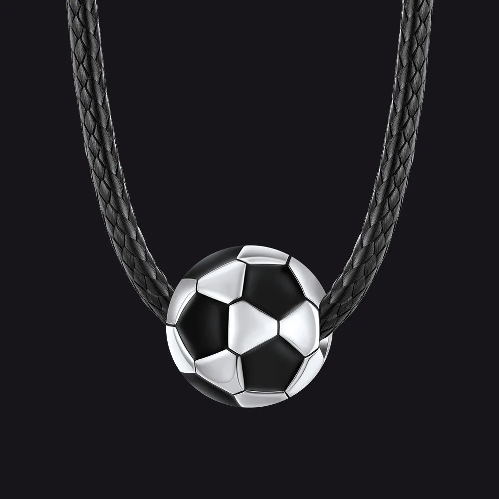 3D Soccer Sport Necklace with Braided Leather Necklace for Men Sports Fans sold by FaithHeart