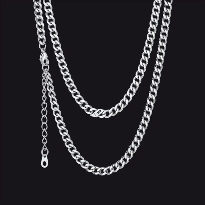 Custom Cuban Link Chains with Names Necklace for Men Women, 5/7/9mm Width made by FaithHeart