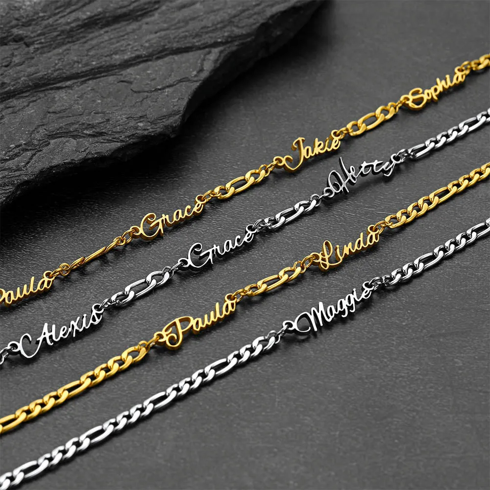 Customized Name Necklace with 3MM Width Figaro Chain Unisex, Father's Day Gifts sold by FaithHeart product image thumbnail 4