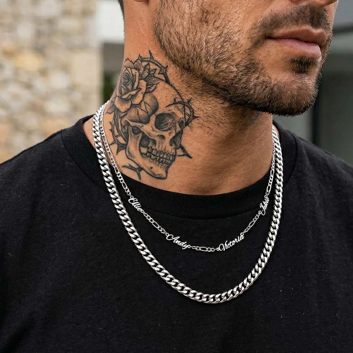 Customized Name Necklace with 3MM Width Figaro Chain Unisex, Father's Day Gifts sold by FaithHeart product image thumbnail 2