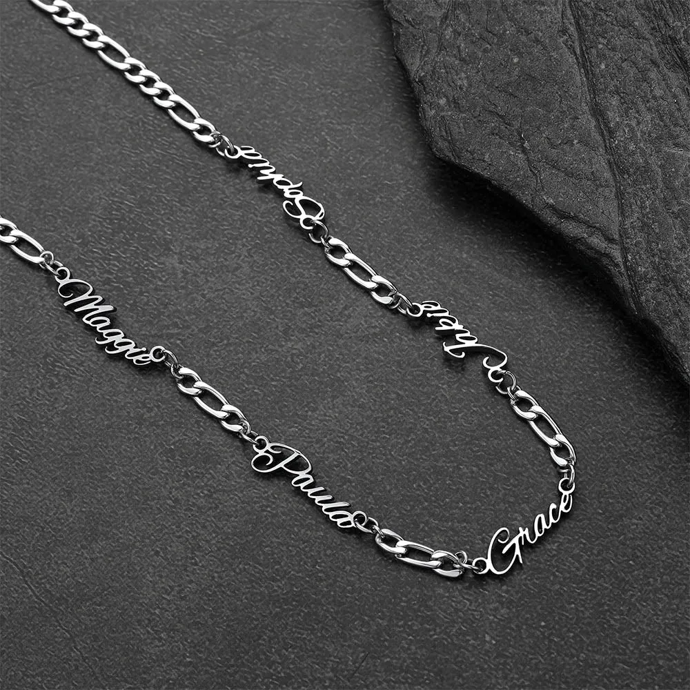 Customized Name Necklace with 3MM Width Figaro Chain Unisex, Father's Day Gifts sold by FaithHeart product image thumbnail 5