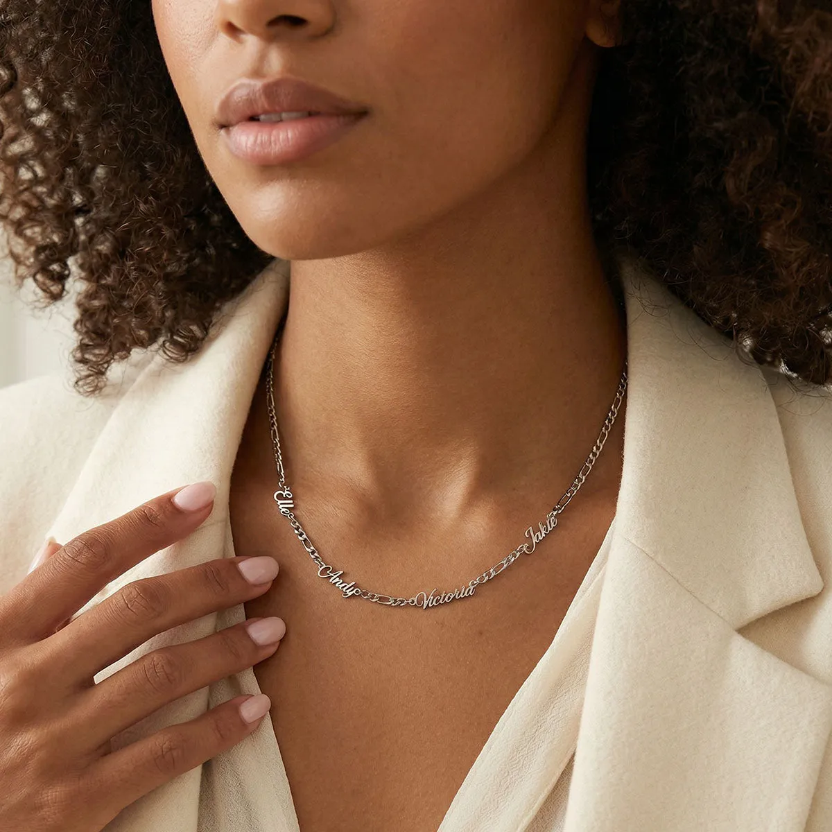 Customized Name Necklace with 3MM Width Figaro Chain Unisex, Father's Day Gifts sold by FaithHeart product image thumbnail 3