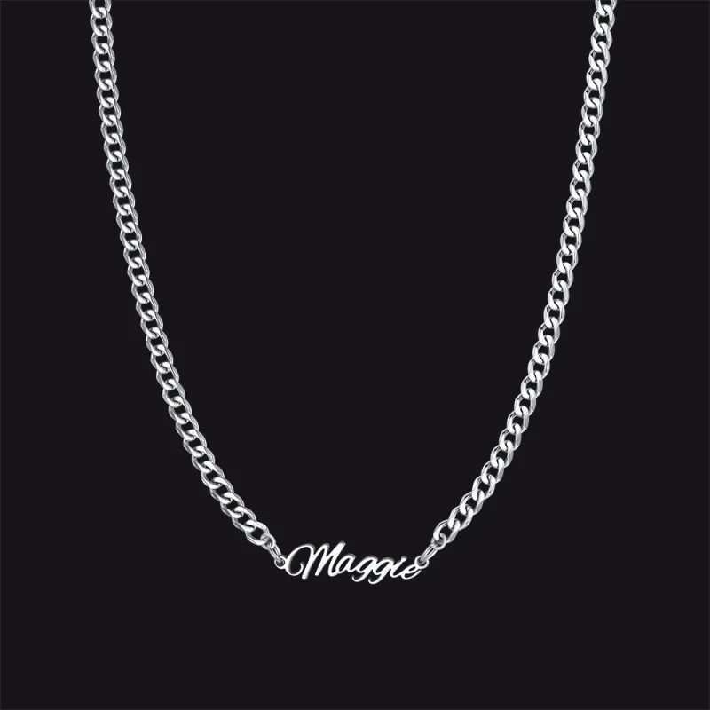 Customized Name Necklace with Cuban Link Chain made by FaithHeart