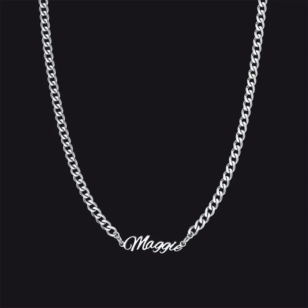 Customized Name Necklace with Cuban Link Chain for Men Women sold by FaithHeart