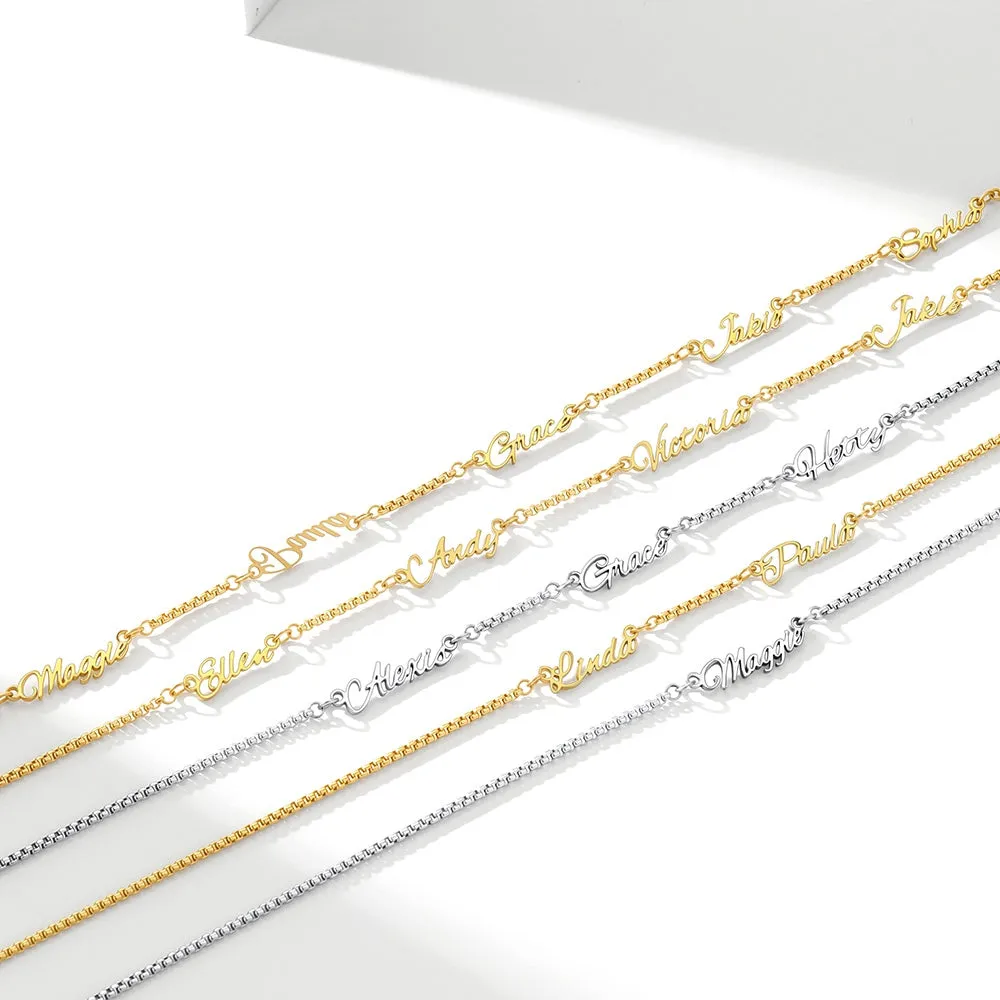 Solid Personalized Multi Name Box Chain Necklace Unisex, Custom Mothers Day Presents sold by FaithHeart product image thumbnail 4