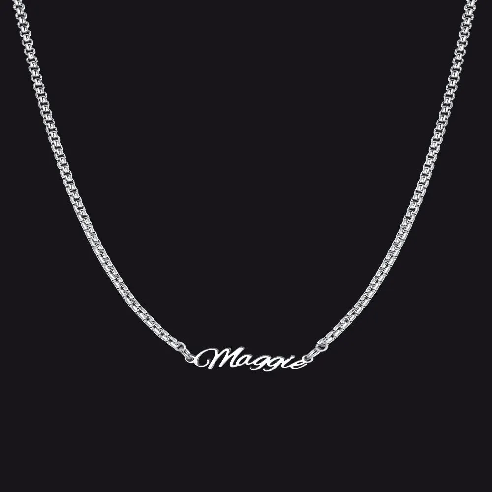 Solid Personalized Multi Name Box Chain Necklace Unisex, Custom Mothers Day Presents sold by FaithHeart