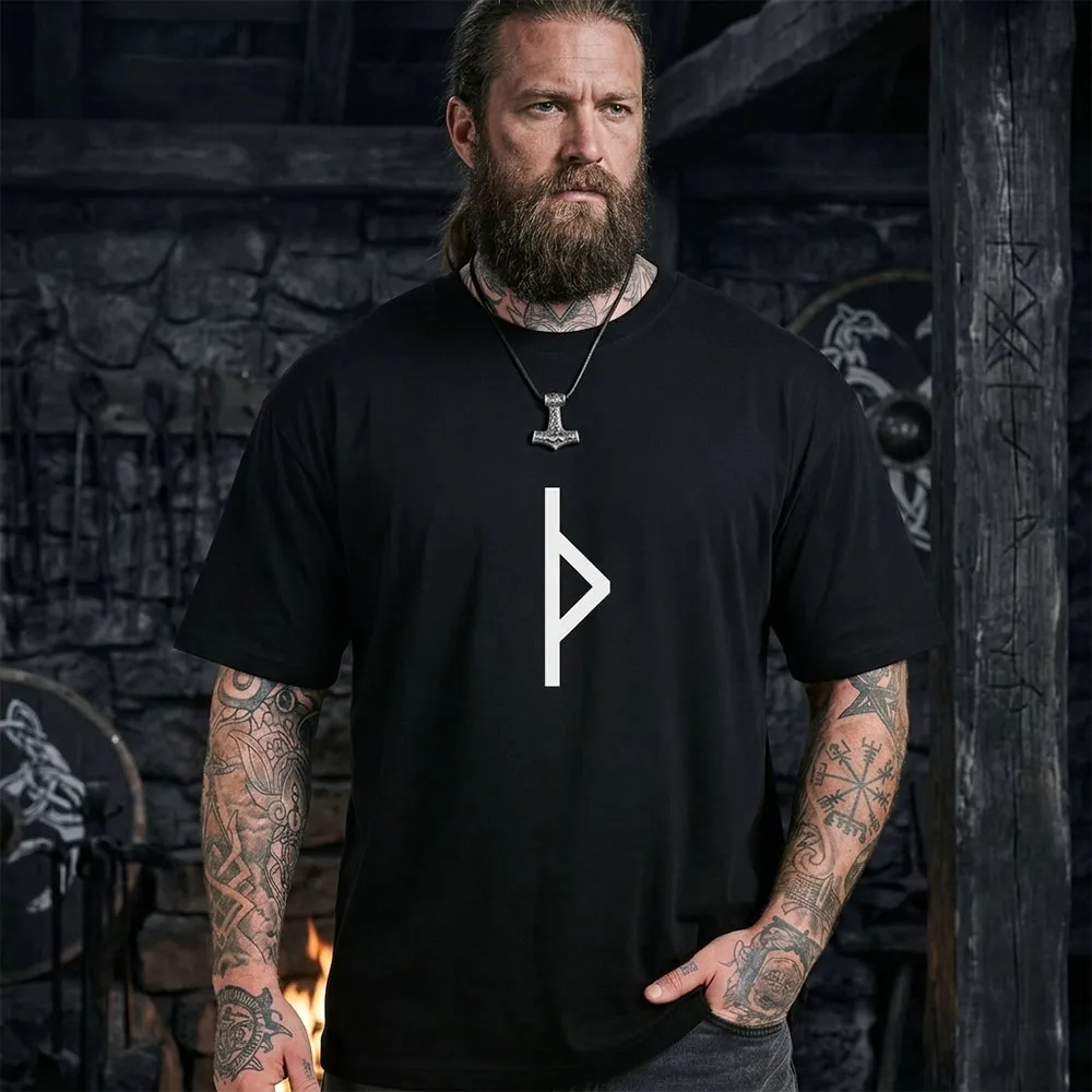 Viking Norse Runic Symbol Black T-Shirt for Men Dad Gift, Matching Shirts for Couples sold by FaithHeart product image thumbnail 4