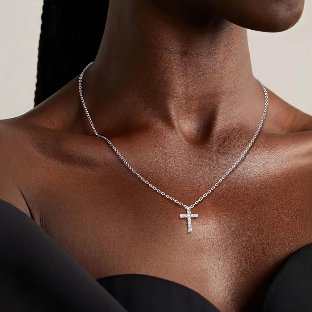 Faith Dainty Cross Pendant Necklace with CZ Gift for Women Mom Gift sold by FaithHeart product image thumbnail 2