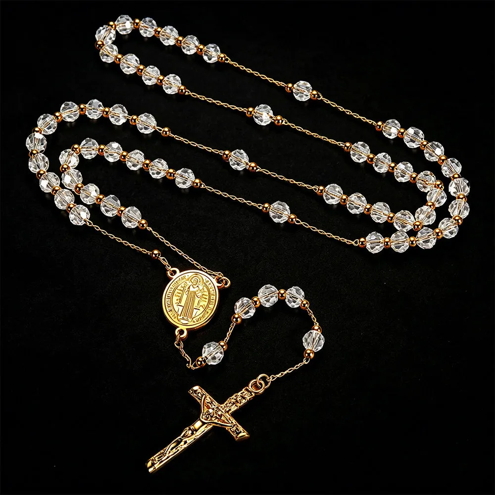 Catholic Saint Benedict Rosary Bead Necklace with Cross for Men sold by FaithHeart product image thumbnail 5