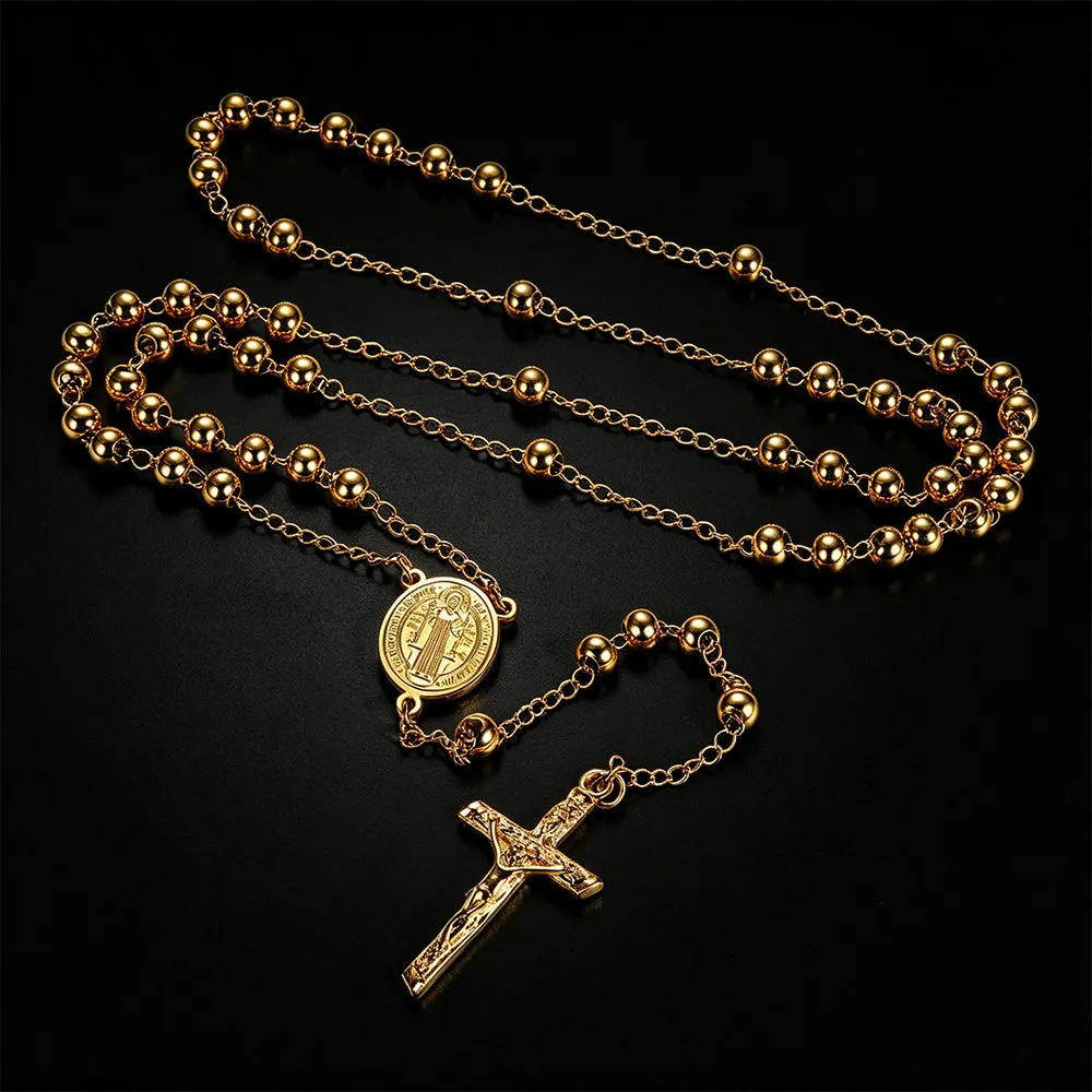 Catholic Saint Benedict Rosary Bead Necklace with Cross for Men sold by FaithHeart product image thumbnail 3