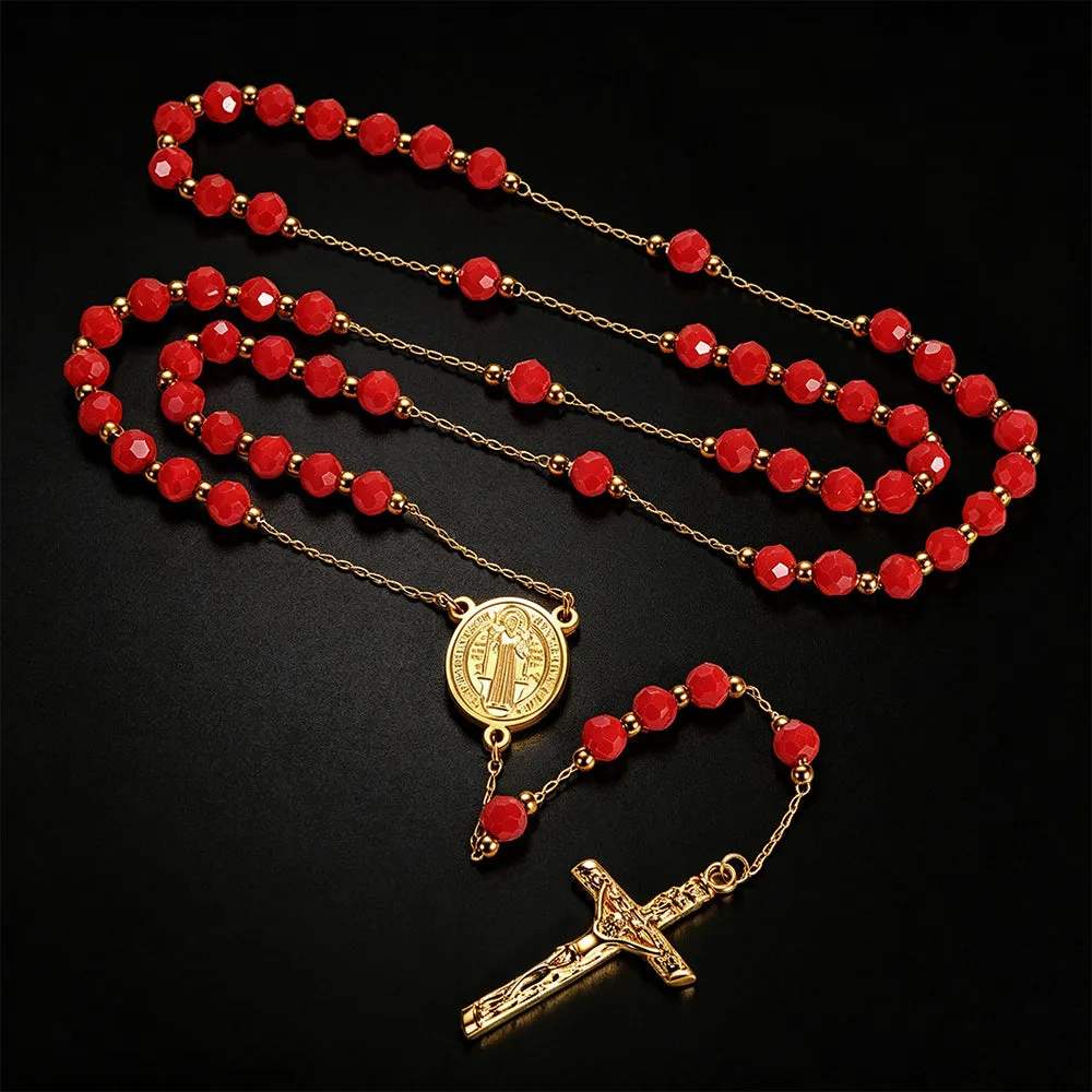 Catholic Saint Benedict Rosary Bead Necklace with Cross for Men sold by FaithHeart product image thumbnail 4