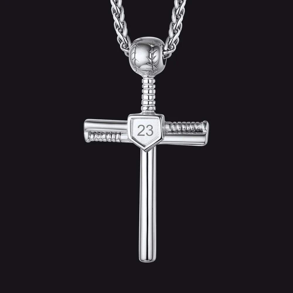 Gameday Baseball Cross Pendant Custom Sport Number Necklace for Men Sports Fan sold by FaithHeart
