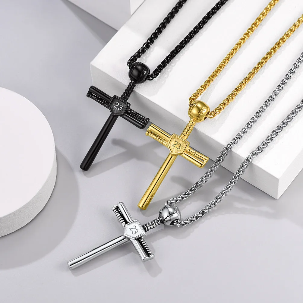 Gameday Baseball Cross Pendant Custom Sport Number Necklace for Men Sports Fan sold by FaithHeart product image thumbnail 3
