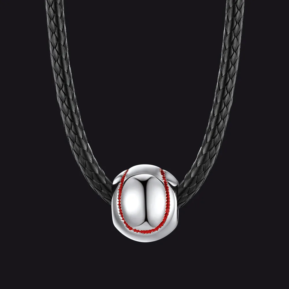 Sport Baseball Pendant Braided Leather Necklace Cord for Sports Fan Men Boys sold by FaithHeart