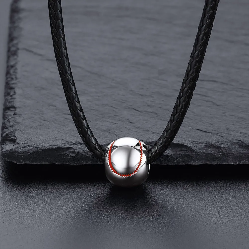 Sport Baseball Pendant Braided Leather Necklace Cord for Sports Fan Men Boys sold by FaithHeart product image thumbnail 4