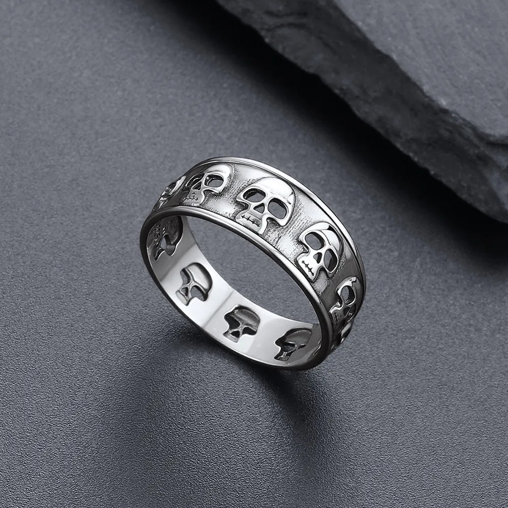 Vintage Gothic Skull Ring Sterling silver Band Ring for Men Husband sold by FaithHeart product image thumbnail 4