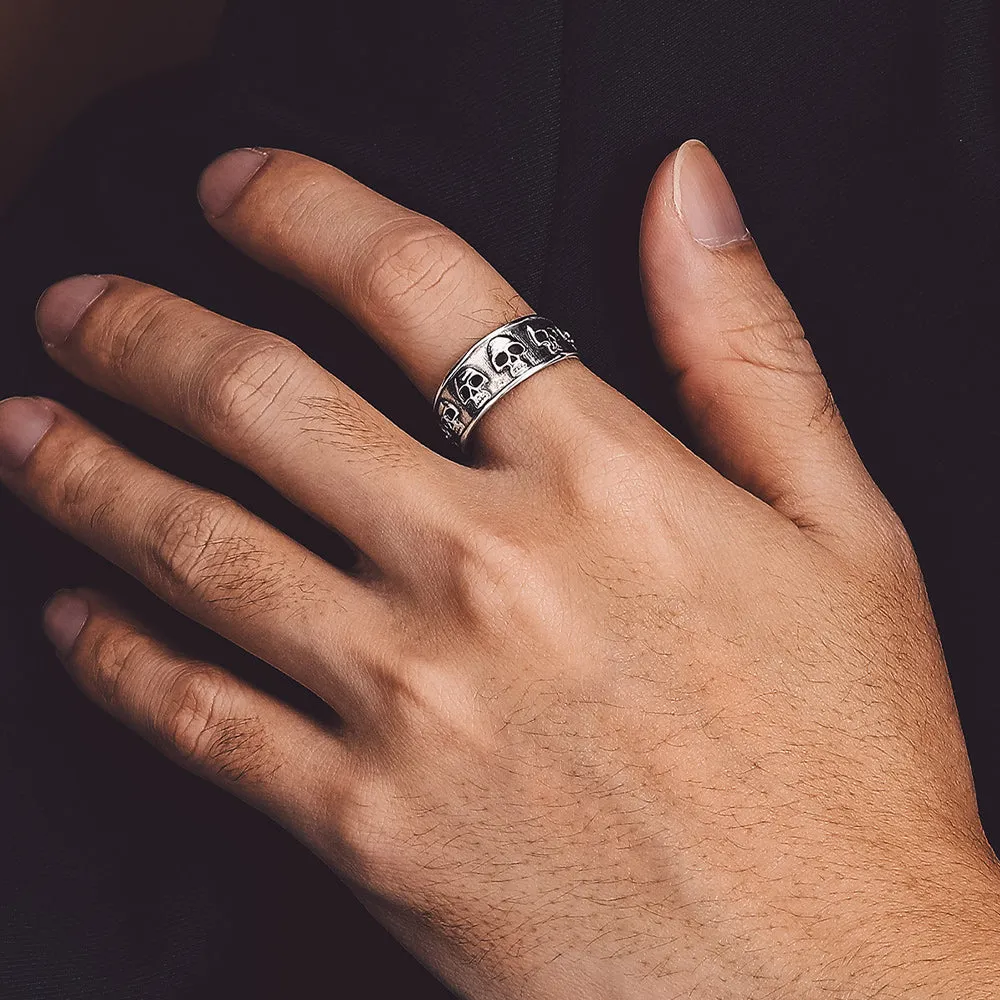 Vintage Gothic Skull Ring Sterling silver Band Ring for Men Husband sold by FaithHeart product image thumbnail 2