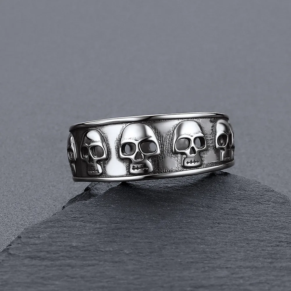Vintage Gothic Skull Ring Sterling silver Band Ring for Men Husband sold by FaithHeart product image thumbnail 3