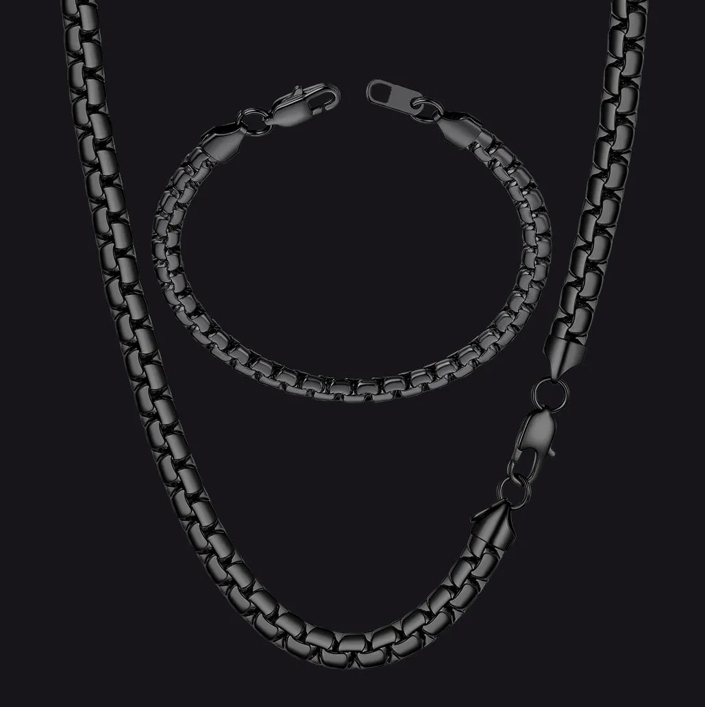6mm Flat Box Chain & Bracelet Bundle Set for Father Men Gift sold by FaithHeart product image thumbnail 4