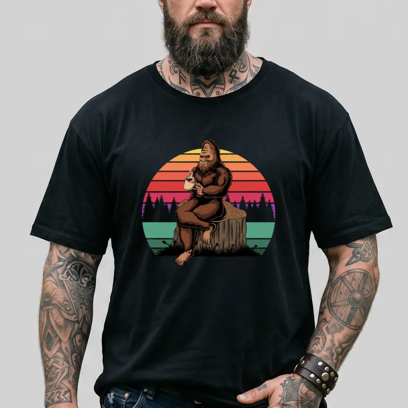 Funny Bigfoot Shirt Sasquatch Believe in Coffee Gift for Men Dad made by FaithHeart