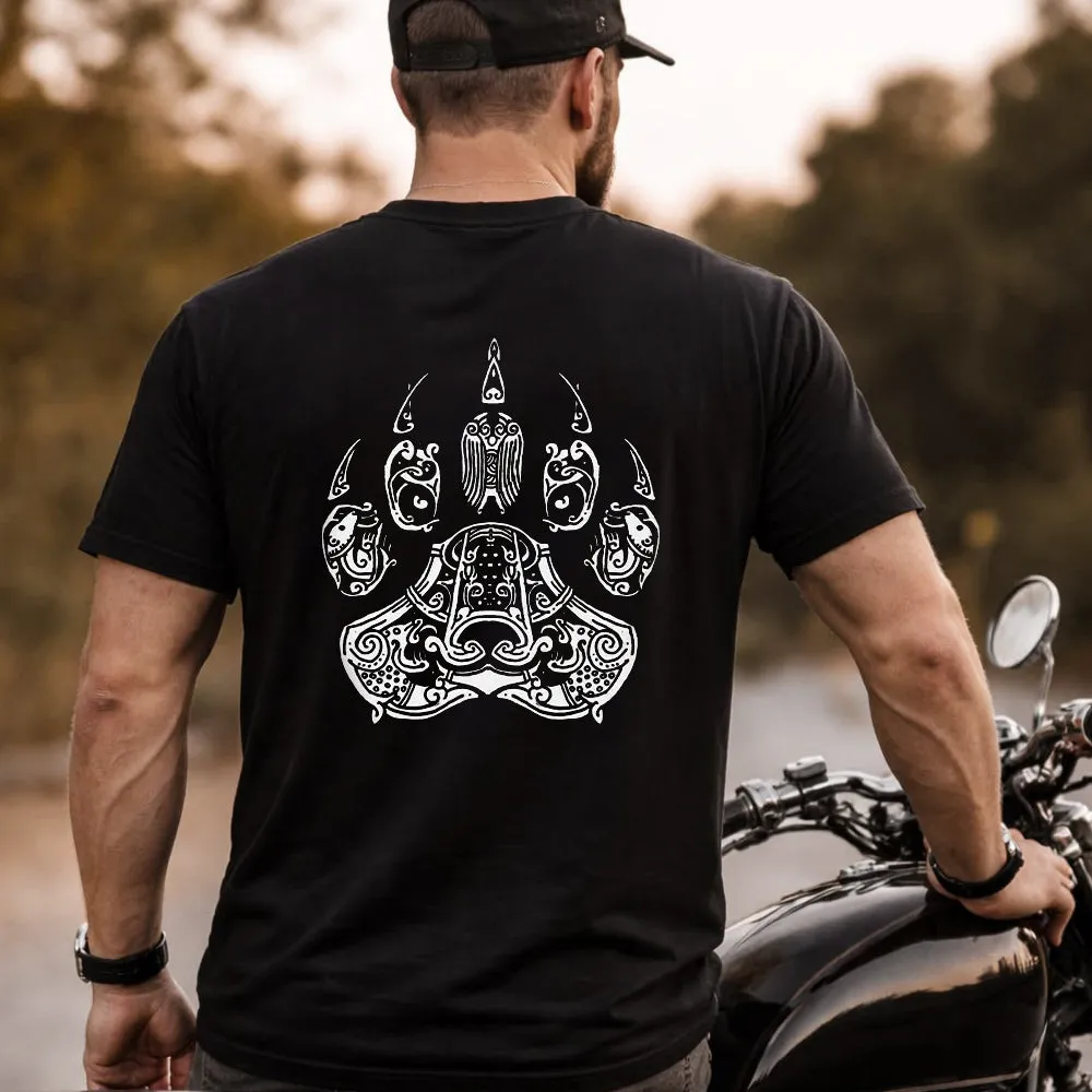 Viking Bear Paw T-Shirt Norse Mythology Graphic Tee for Men Boyfriend Gift sold by FaithHeart product image thumbnail 3