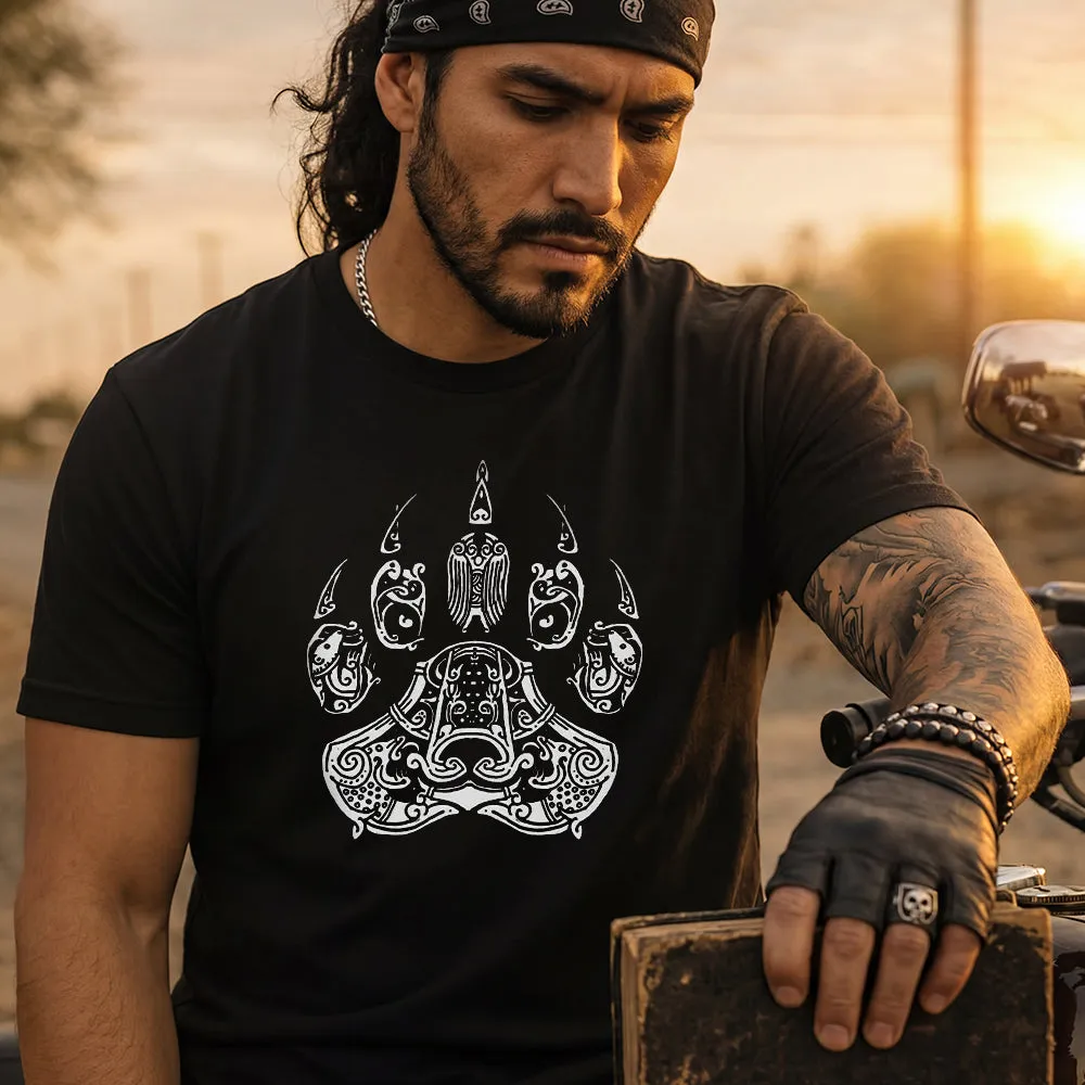 Viking Bear Paw T-Shirt Norse Mythology Graphic Tee for Men Boyfriend Gift sold by FaithHeart product image thumbnail 2