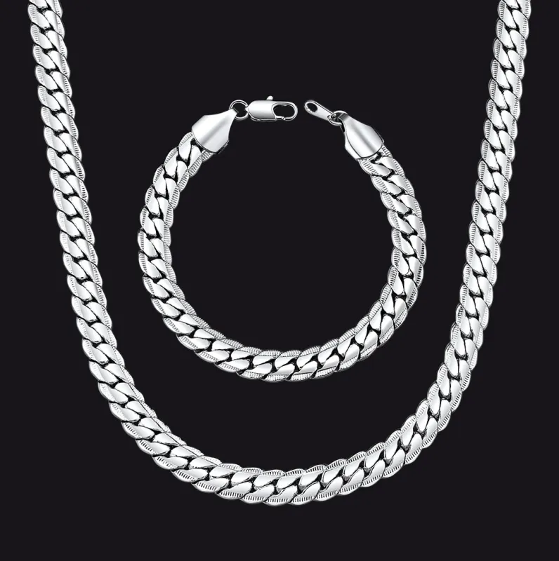 9MM Width Curb Chain & Bracelet Bundle Set, Gift for Father Men Husband made by FaithHeart