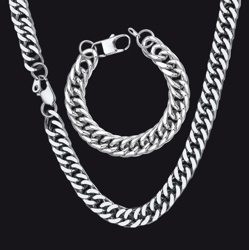 Bold Cuban Link Chain & Bracelet Set for Men, Father's Day Gift made by FaithHeart