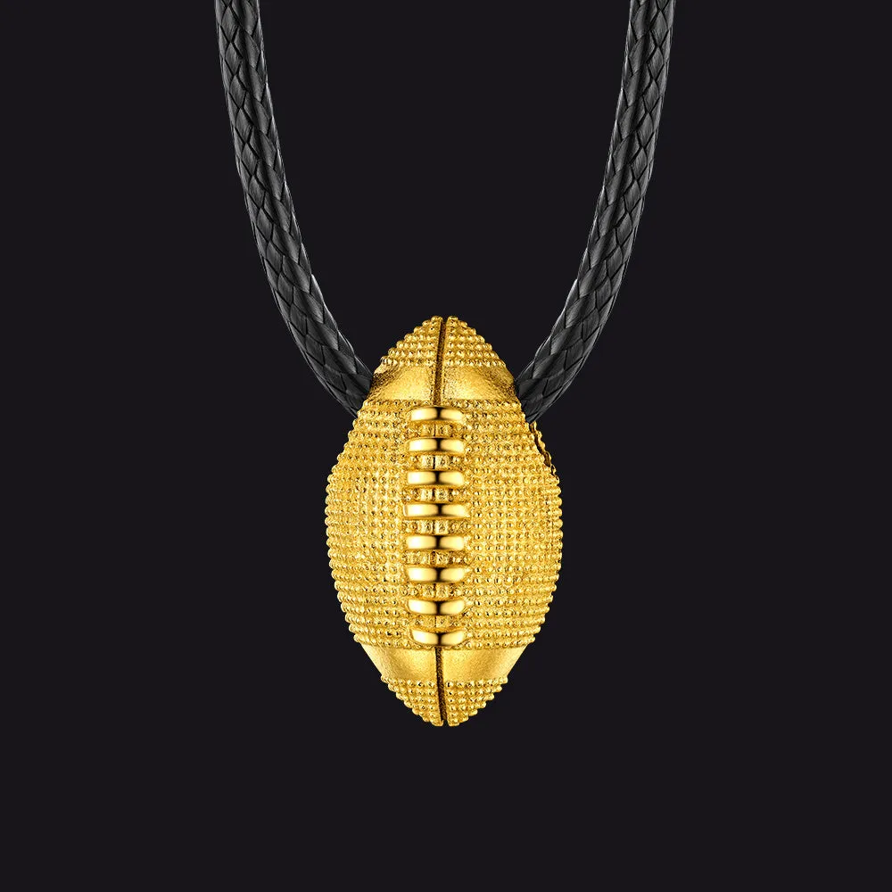 Football Pendant Leather Necklace Cord for Men Sports Fans sold by FaithHeart product image thumbnail 2