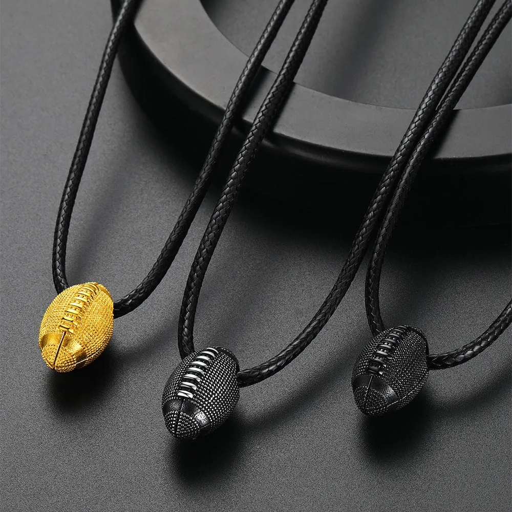 Football Pendant Leather Necklace Cord for Men Sports Fans sold by FaithHeart product image thumbnail 3