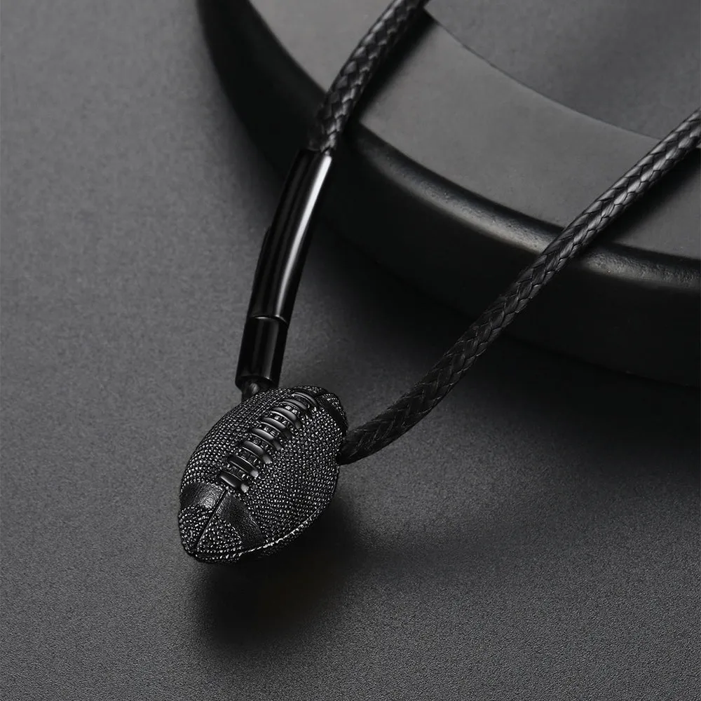 Football Pendant Leather Necklace Cord for Men Sports Fans sold by FaithHeart product image thumbnail 4
