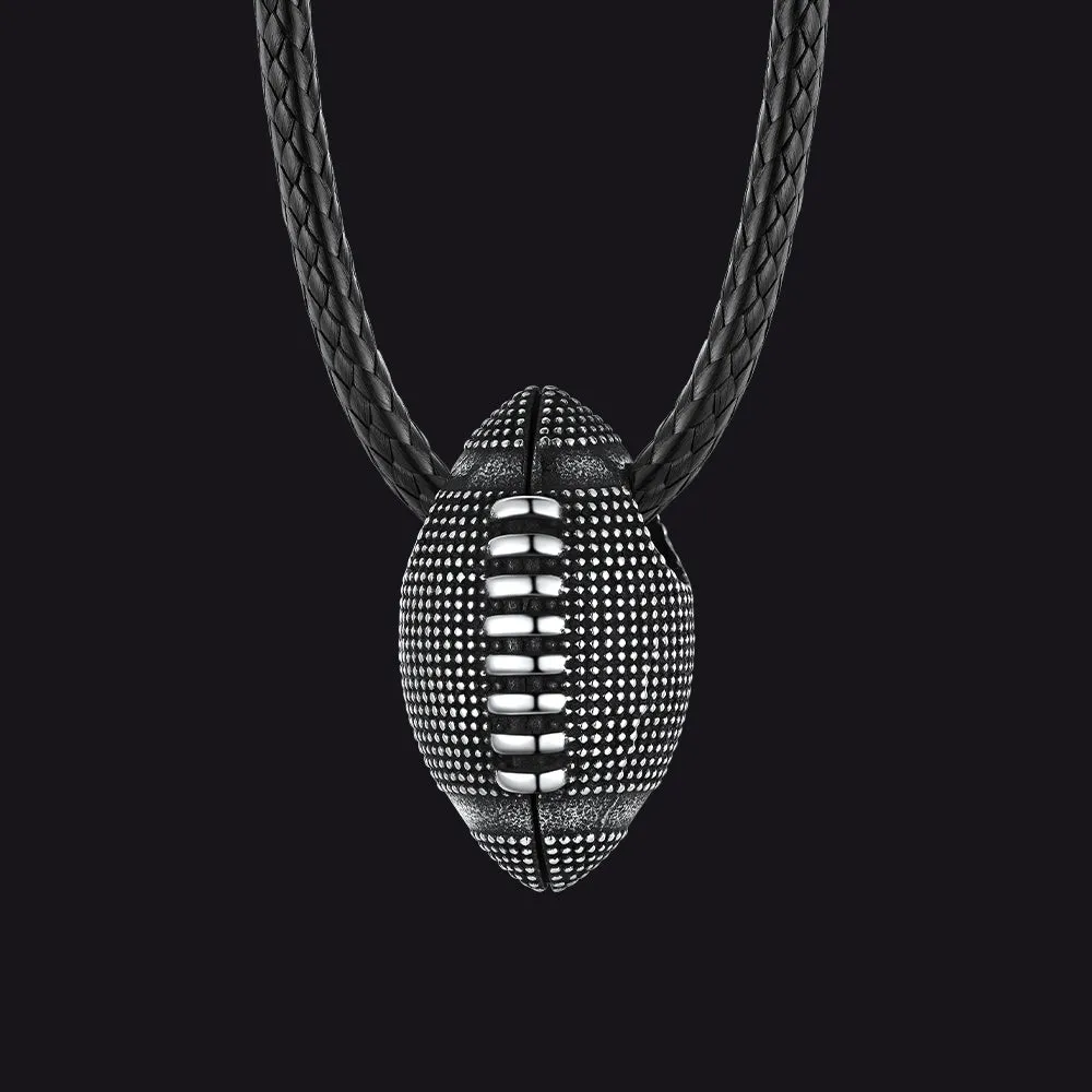 Football Pendant Leather Necklace Cord for Men Sports Fans sold by FaithHeart