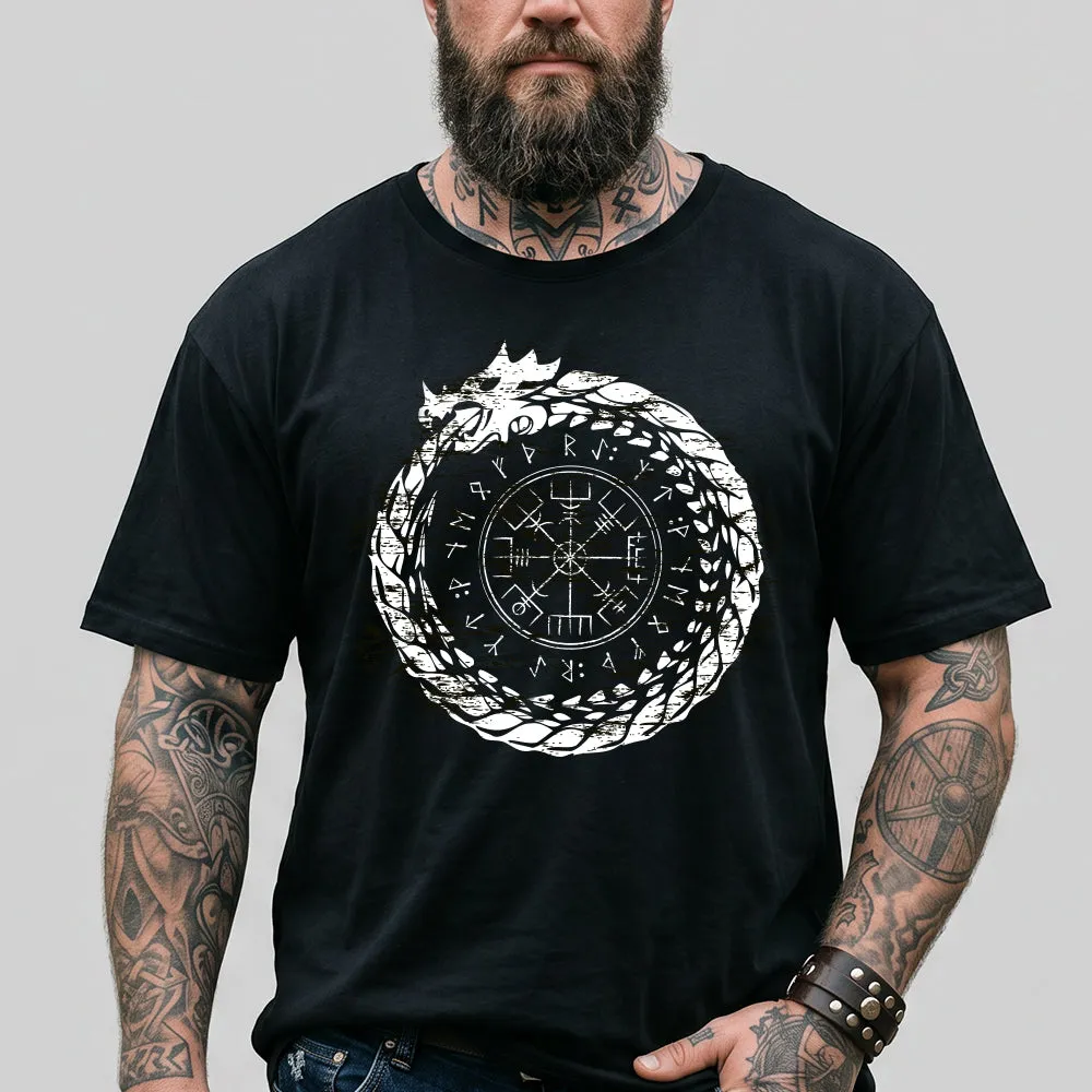 Viking Norse Rune Compass T Shirts Jormungandr Tee for Men sold by FaithHeart