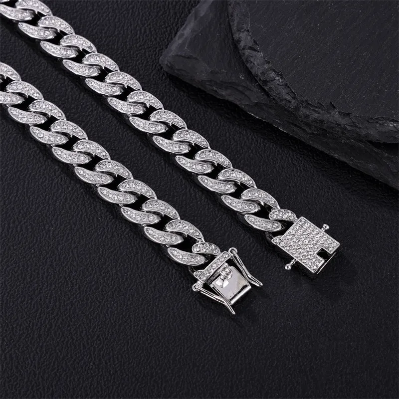 12MM Hip Hop CZ Cuban Link Chain Necklace with Cross Charms for Men sold by FaithHeart product image thumbnail 3