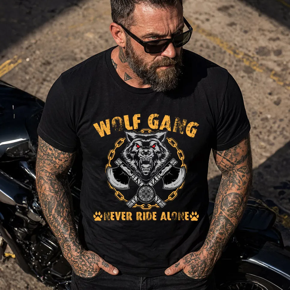 Wolf Gang Berserk Never Ride Alone Viking Axes Graphic Heavyweight T-Shirt for Men sold by FaithHeart product image thumbnail 3