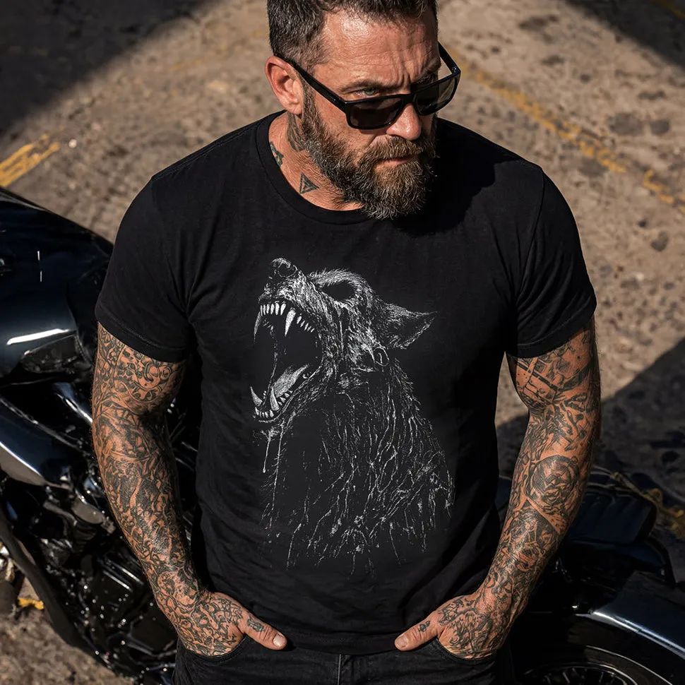 Howling Berserk Wolf Vintage Graphic T-Shirt Black Tee for Men Father sold by FaithHeart product image thumbnail 2