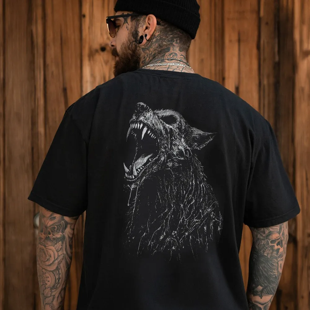 Howling Berserk Wolf Vintage Graphic T-Shirt Black Tee for Men Father sold by FaithHeart product image thumbnail 3