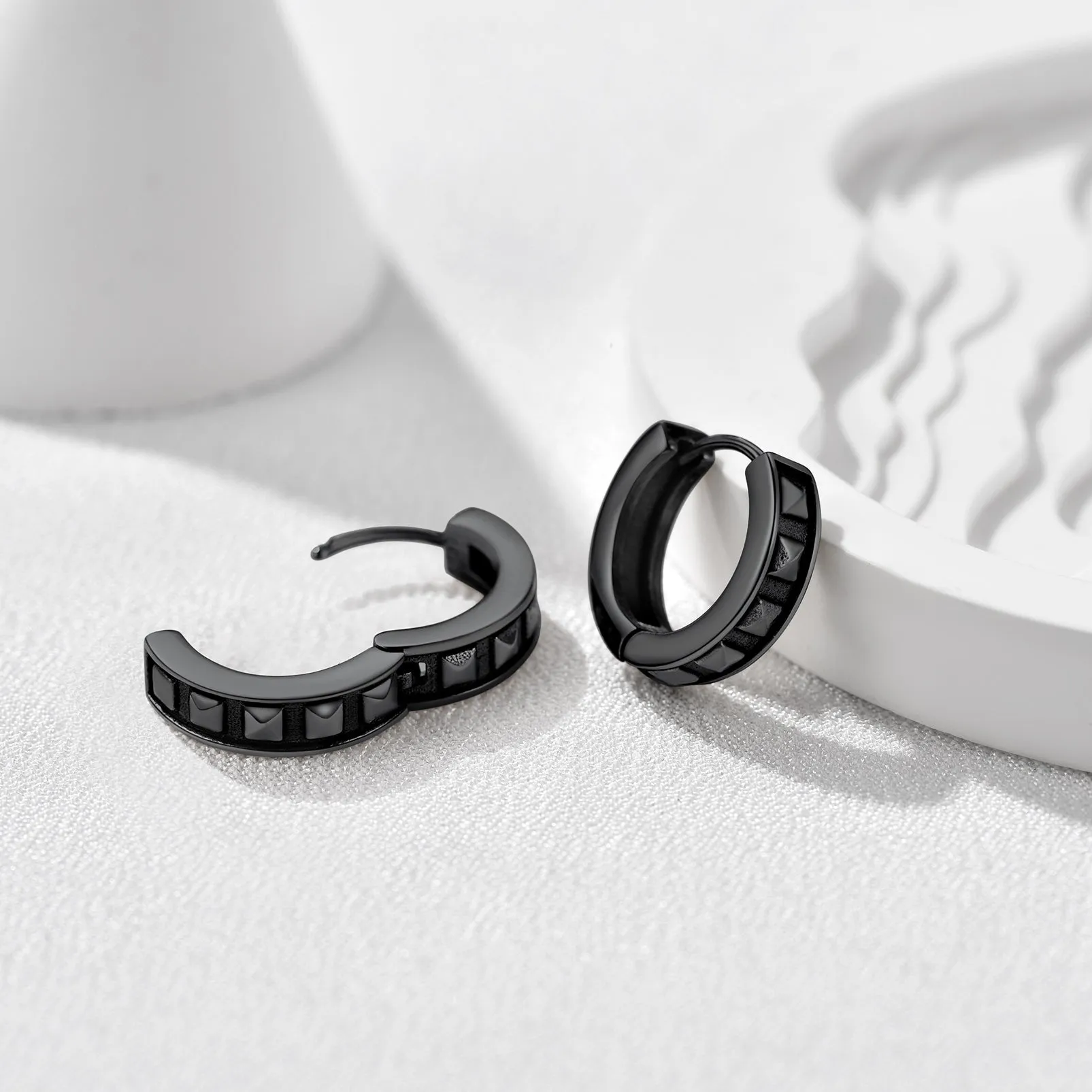 Punk Spike Rivet Hoop Earrings for Men Boyfriend Gift sold by FaithHeart product image thumbnail 4