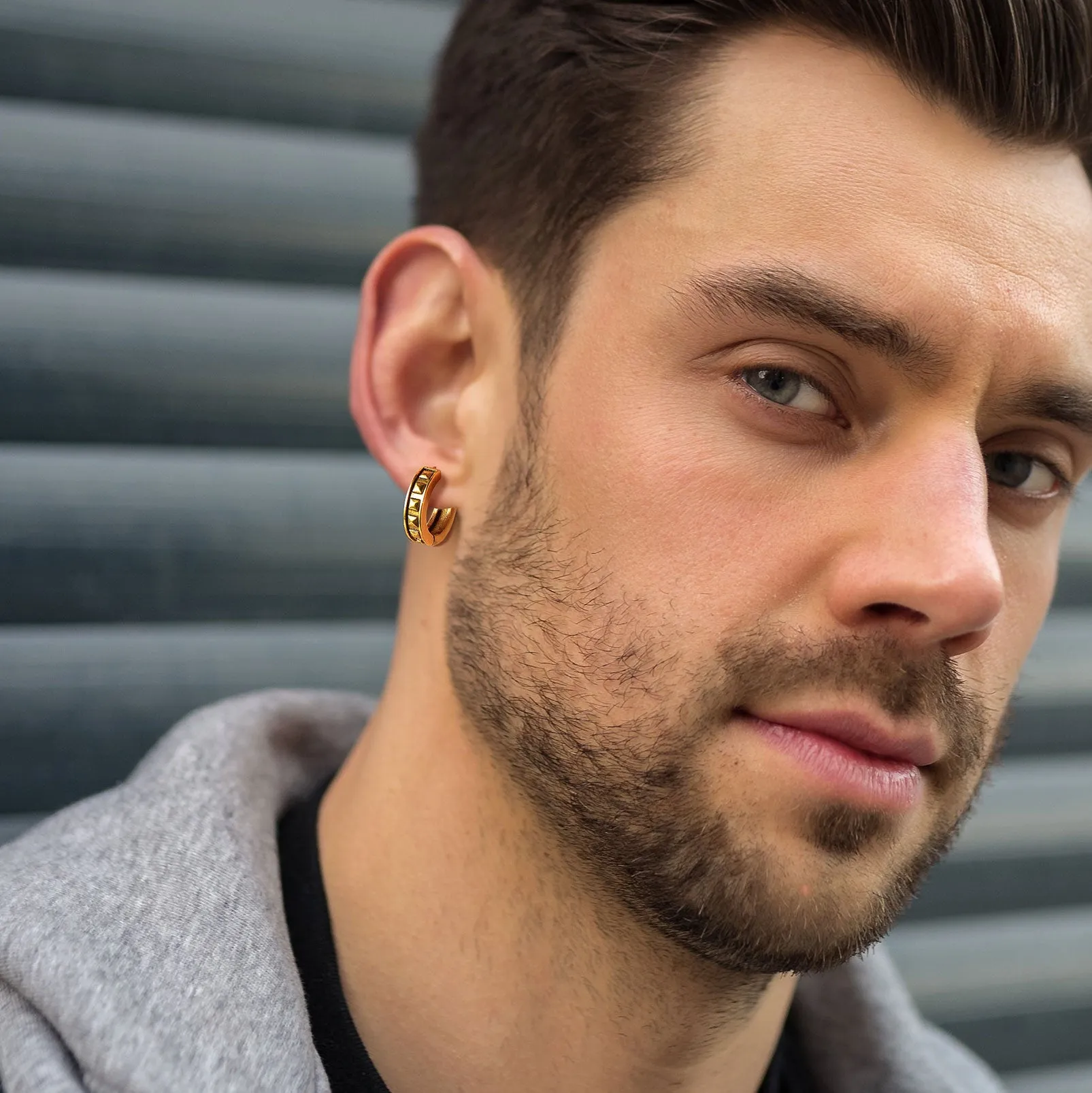 Punk Spike Rivet Hoop Earrings for Men Boyfriend Gift sold by FaithHeart product image thumbnail 2