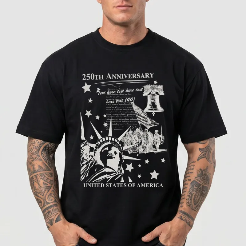 Custom 250th Anniversary USA T-Shirt Patriotic Freedom T-Shirt for Men made by FaithHeart