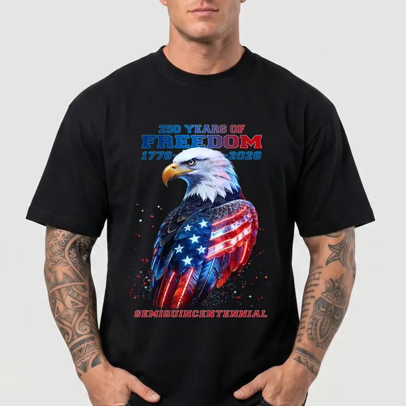 Custom 250th Anniversary USA Eagle T-Shirt for Men Women, 4th of July Tee made by FaithHeart