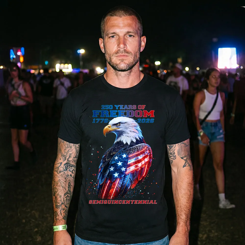 Custom 250th Anniversary USA Eagle T-Shirt for Men Women, 4th of July Tee sold by FaithHeart product image thumbnail 3