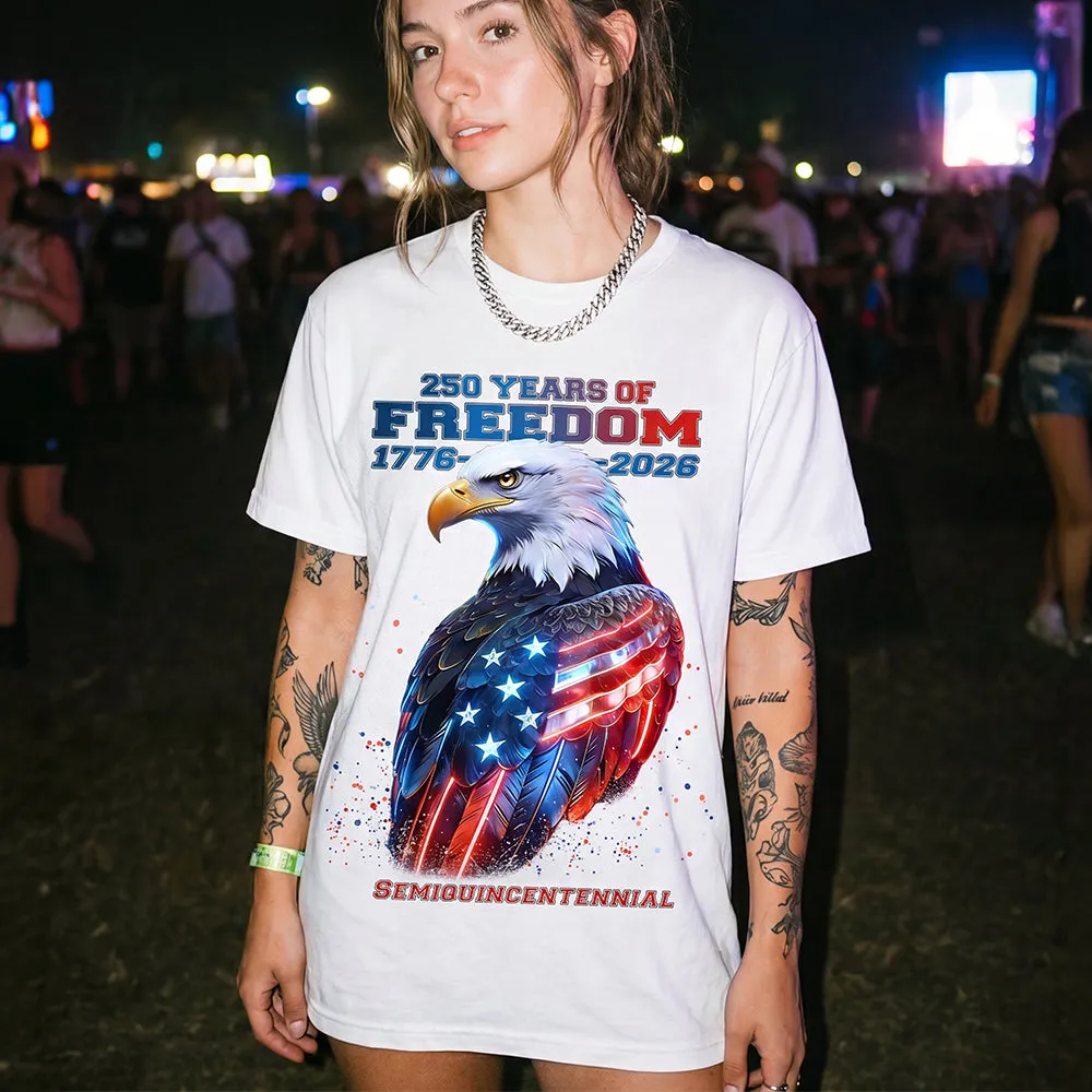 Custom 250th Anniversary USA Eagle T-Shirt for Men Women, 4th of July Tee sold by FaithHeart product image thumbnail 4